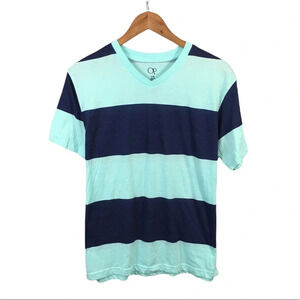 TS765 Mens OP OCEAN PACIFIC Striped Color Block V Neck T Shirt L